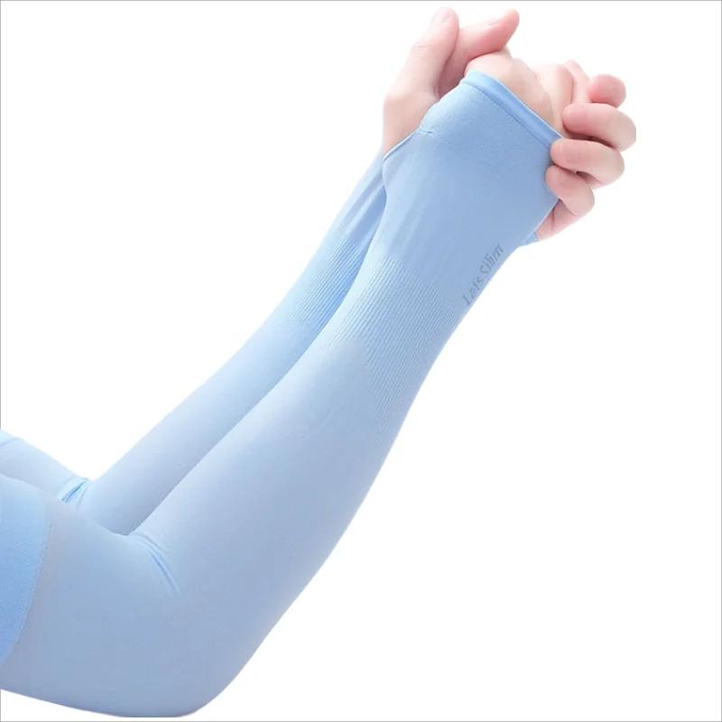 Luvas de proteção solar para homens e mulheres, mangas de equitação de seda, protetor solar UV, esportes ao ar livre, futebol, golfe, resfriamento, verão, 1 par - Image 1