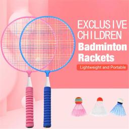 Conjunto de raquetes de badminton para crianças ao ar livre com aperto macio, raquete grande e leve para crianças de 2 jogadores - Image 1