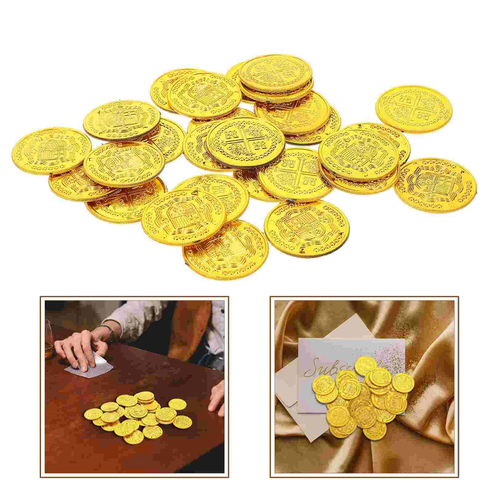 100 Pcs Pirata Treasure Party Coins Pirate Coin Réplicas Jóias Set Jogos de Tabuleiro Moedas Pirate Decor Pirate Coin Maquiagem Define Crianças - Image 1