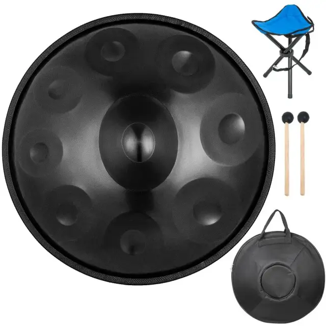 Tambor de Mão Vevor com Mala de Viagem - Tanque de Tambor em Dó Menor com 14 Tons e 36cm de Aço para Percussão Musical