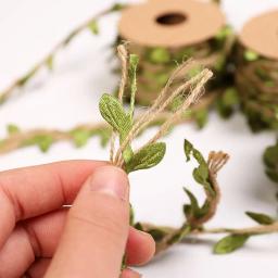 Fio de juta natural com folhas artificiais, Serapilheira, Fita de folha para casa, Casamento, Decoração para festa na selva, 10m - Image 2