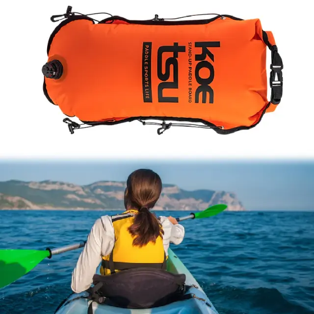 Bóia de Natação Inflável e Drybag Airbag Duplo: Flutuador de Segurança para Águas Abertas e Caiaque