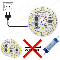 1 pacote lâmpada led remendo luz placa smd módulo redondo fonte de luz bola de críquete lâmpada ac220v led 3w 5 7 9 12 15 18 - Image 2