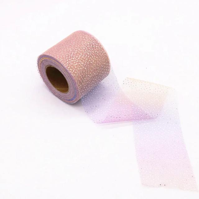 Fita de Tule Arco-íris Gradiente de 6cm para DIY: Artesanato, Decoração de Cabelo e Projetos Criativos com Glitter Mesh