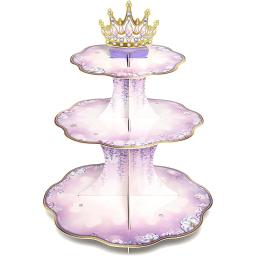 Roxo elegante copo bolo carrinho de cupcake suporte de bolo de cartão diy festa de aniversário decoração do bolo acessórios expositor - Image 1