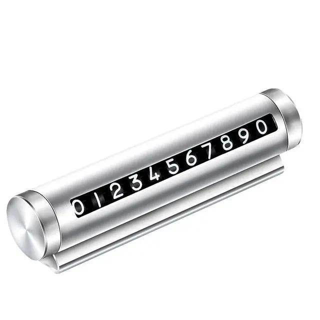 Placa de número de estacionamento temporário para carro, preto/prata/azul, material de liga de alumínio, rolo ajustável, placa de estacionamento, suprimentos para carro - Image 1