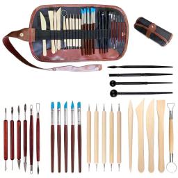 Conjunto de ferramentas de argila polimérica para adultos e crianças, cerâmica ferramenta de argila seca, cozimento, desenho, pontilhando, moldagem, forno de cerâmica, 25pcs - Image 1
