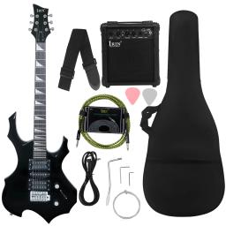 IRIN-Black Flame Guitarra Elétrica Conjunto com Saco, 24 Trastes, Corpo de Bege, 6 Cordas, Strap, Amp Picks Peças - Image 1