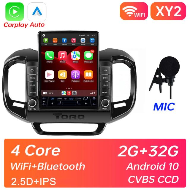 Carro Android 12 Carplay para FIAT Toro 2017-2020: Estação Multimídia 2 Din Estilo Tesla com GPS e Função Carplay Auto