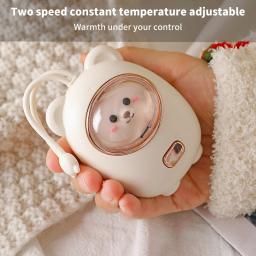 Aquecedor de mão recarregável com luz RGB, Mini urso pequeno, USB portátil, Almofada de aquecimento rápido, Cute Baby Warmer, Bateria 2400mAh - Image 4