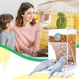 Alimentador de papagaio ajustável transparente Alimentador automático de pássaros Suprimentos anti-respingo para pássaros Acessórios externos para alimentos - Image 1