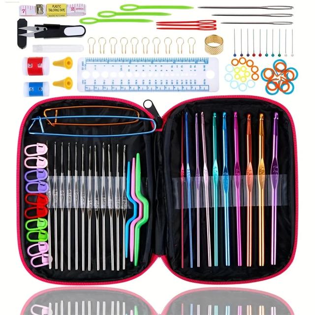 Conjunto de 100 Peças de Agulhas de Tricô Romântico: Ferramentas Essenciais para Artesanato Criativo e DIY em Vários Tamanhos
