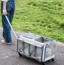 Caixa dobrável do trole do animal de estimação grande sacos respiráveis portáteis do portador do cão da dupla camada para o portador pequeno do gato dos cães que carrega o peso 15kg - Image 1