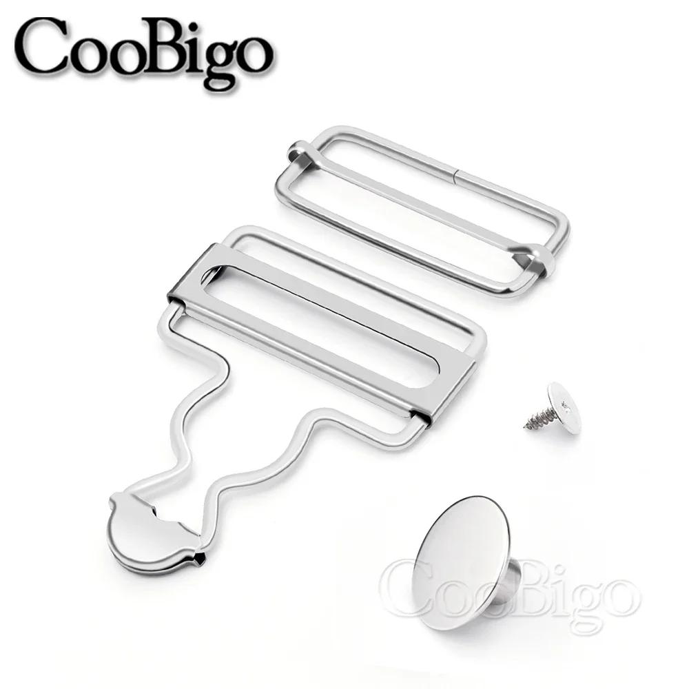 6 conjuntos de fivelas de macacão de metal com fivela deslizante ajustável e botões, fecho de suspensório, calças babadores diy, acessórios de costura - Image 1