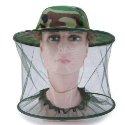 1 pçs camuflagem boné de pesca aba larga viseira pára-sol caça abelha mantendo malha chapéu insetos prevenção mosquito pescoço cabeça capa - Image 4