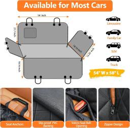 Traseiro assento extensor para cães, Tampa do assento de carro com fundo duro, Cão Car Seat Bed, Waterproof Dog Hammock, Car Pet banco traseiro - Image 5