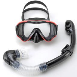 Crianças máscara de mergulho snorkel conjunto óculos de natação vidro temperado vista panorâmica anti-vazamento treinamento seco topo juventude meninos meninas - Image 6