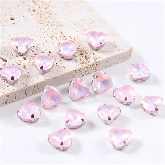 Fivela de Metal com Strass de Vidro em Forma de Coração e Diamante para Roupas