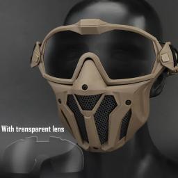 Máscara facial completa de airsoft com micro ventilador tático antiembaçante cs jogo máscara protetora wargame paintball máscaras - Image 6