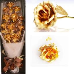 Flores artificiais criativas de rosa dourada 24K com caixa de presente para o dia das mães, dia dos namorados, aniversário, ação de graças - Image 5