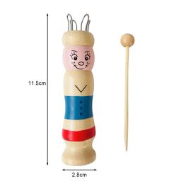 Boneca de madeira corda tricô bordado crianças artesanal diy tear trançado fabricante fio lã conjunto crochê ferramenta knitter acessório ferramenta - Image 6