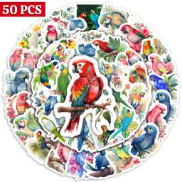 Aquarela Parrot Adesivos Colorido Pássaro DIY para Laptop Skate Bagagem Cup Bicicleta Motocicleta Telefone PVC Impermeável Criança Brinquedos - Image 2