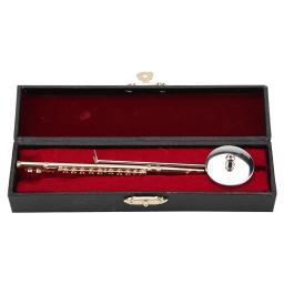 Réplica Miniatura De Flauta Com Suporte E Estojo, Mini Instrumento Banhado A Ouro, Ornamentos Musicais, Presente - Image 2