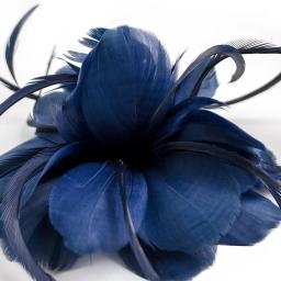 Grampo de cabelo feminino com flor de pena azul escuro, broche floral de noiva para casamento, chá, festa, fotografia, performance, headpiece - Image 3