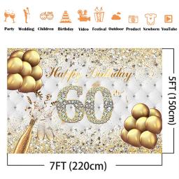 Cenário de festa de aniversário com glitter de ouro, balões dourados de diamantes, champagne, 60 ° aniversário, decoração de festa, tema adulto, cenário - Image 2