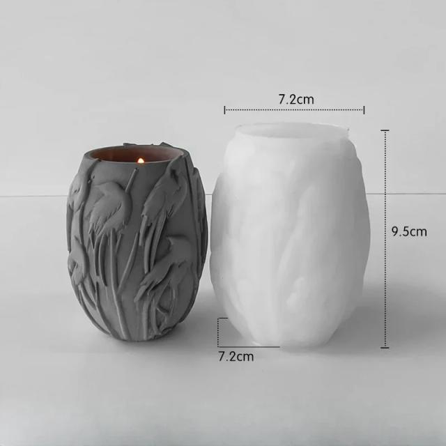 Moldes de Silicone para Decoração: Pote de Cimento com Libélula, Pássaro, Coco e Vela 