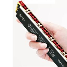 Harmonica profissional com caso, Tremolo, Suzuki boca órgão, gaita judeu harpa, instrumento de música, tecla C sintetizador, 24 buracos - Image 5