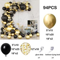 Balões em preto e dourado Kit Arco da Grinalda Confete Dourado Balões de Látex Graduação Festa de Aniversário Baby Shower Decoração de Ano Novo 2024 - Image 2