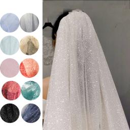 Brilhante glitter lantejoulas macio fio líquido renda brilho tule prata malha tecido diy costura vestido de casamento véu dança tutu decoração adereços - Image 2