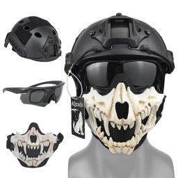 Capacete de paintball RÁPIDO com máscara de airsoft e óculos de proteção, Equipamento de proteção tática facial completa, para Caça Ao Ar Livre, Tiro, Caça, Jogos CS, Bbs - Image 1