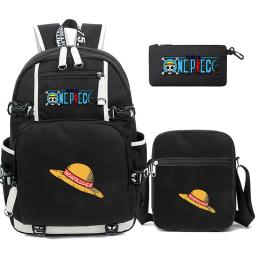 One Piece Grande Capacidade Anime Mochila Monkey D, One Piece, 3pcs por conjunto Luffy Schoolbag para estudantes, mochilas para adolescentes, de volta às aulas, menino e menina - Image 4