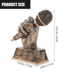 Troféu de música microfone escultura festa prêmio troféus alegria decoração vintage esportes mini para festas resina escritório estudante - Image 5