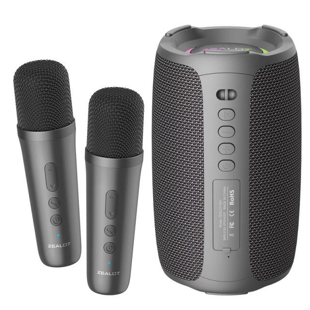 Zealot S61M Máquina de Karaokê Bluetooth 5.3 com Microfones Sem Fio