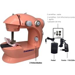 Mini Máquina De Costura Rosa Portátil Bivolt Com Pedal Acessórios Luz Led Cortador de Linha Barbie Pink Lanmax LMD-202 P - Image 5