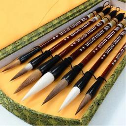 7 pçs chinês caligrafia pincéis conjunto com caneta caixa conjunto de escrita pincel ferramenta caligrafia tinta caligrafia arte pintura artesanato suprimentos - Image 1