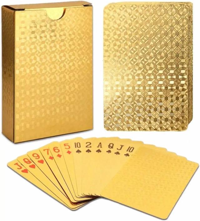 Cartas Impermeáveis em PVC de Alta Definição - Ouro e Preto, Laváveis, Ideais para Festas e Jogos - 1 Unidade