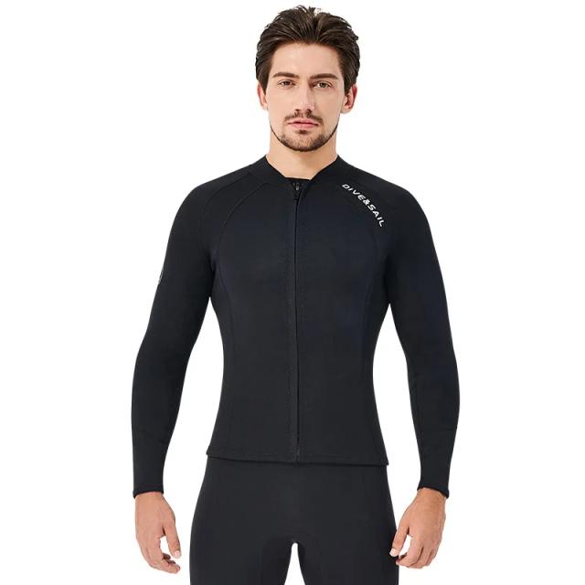 Terno de Mergulho Premium de 2mm Unissex com Calças e Jaqueta Dividida em Neoprene - Conforto e Aquecimento em Preto