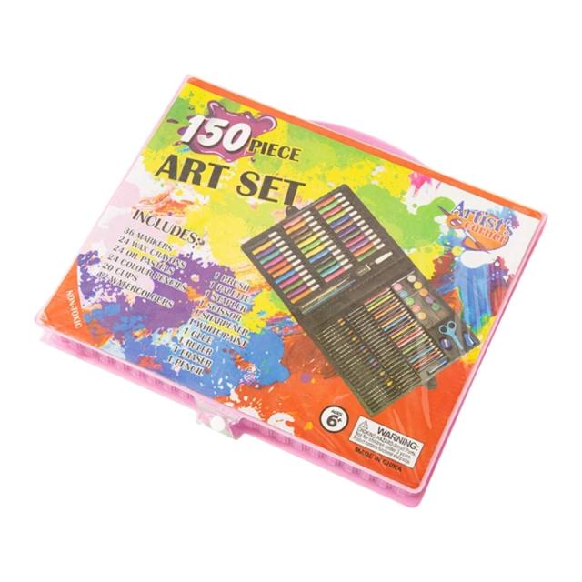 Conjunto Art Gifts Box com Giz de Cera, Lápis e Canetas Aquarela para Pintura e Artesanato