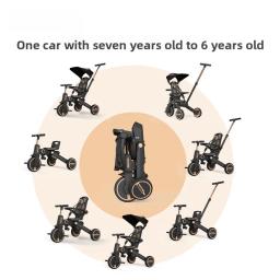 Carrinho de bebê pode sentar e deitar bebehoo triciclo de bebê bicicleta infantil 1-6 anos de idade artefato de caminhada leve dobrável - Image 2