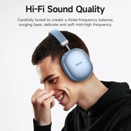 Hoco sem fio bluetooth 5.3 música fone de ouvido microfone alta fidelidade áudio estéreo som 800mah esporte 40mm driver 90 horas endura - Image 5