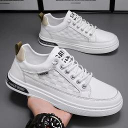 Sapatos de skate respiráveis para homens, tênis esportivos masculinos, tênis de corrida, branco, casual - Image 1