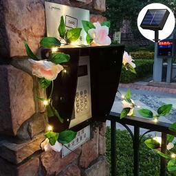 Luzes de led solares à prova waterproof, lâmpada de folha de bordo com 50 leds, fairy, para decoração de jardim, natal ao ar livre, 10m, 100 ou 5m - Image 2