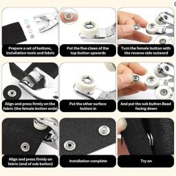Snap Fasteners Kit para roupas e chapéus, Metal Snap Botões, Anéis Prendedor, Alicates, Artesanato DIY, Ferramenta de costura, 200 Conjuntos - Image 6