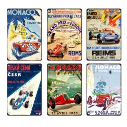 Monaco corrida estanho sinais placa de metal garagem barra parede casa loja arte decoração do vintage ferro pintura poster casa cuadros - Image 5