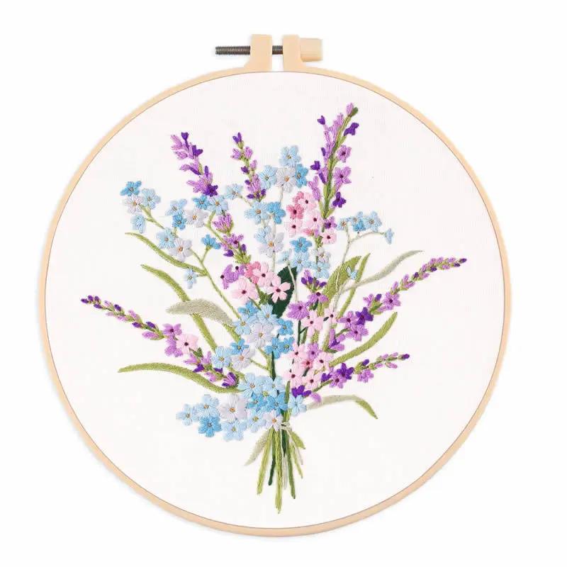 Kits de bordado para adultos, padrões florais florais, tecido ponto cruz para iniciantes, DIY - Image 1