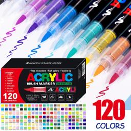 Marcadores de Tinta Acrílica para Pintura Rupestre, Canetas Ponta Pincel, Madeira, Lona, Pedra, Presente de Natal, Artesanato DIY, 12-120Colors - Image 1